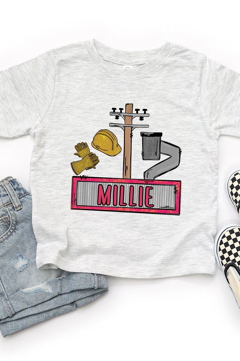Toddler Personalized Pink Power Crew Kid Fine Jersey Tee *Personalize Your Name - Wholesale Accessory Market