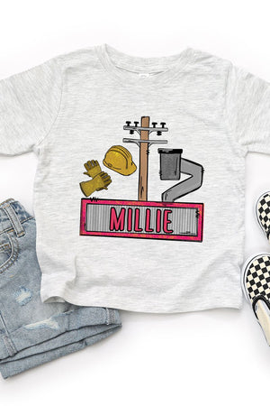 Toddler Personalized Pink Power Crew Kid Fine Jersey Tee *Personalize Your Name - Wholesale Accessory Market