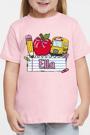 Toddler Personalized Back-to-School Name Tag Girl Fine Jersey Tee *Enter Kid's Name - Wholesale Accessory Market