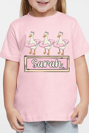 Toddler Personalized Pink Summer Geese Fine Jersey Tee *Personalize Your Name - Wholesale Accessory Market