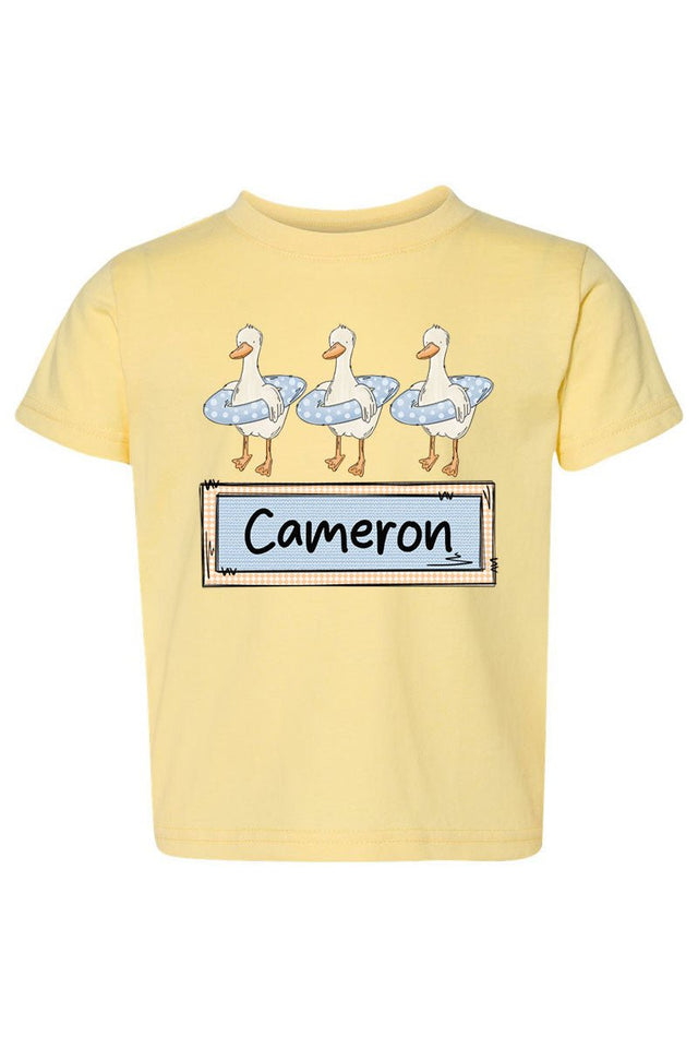 Toddler Personalized Blue Summer Geese Fine Jersey Tee *Personalize Your Name - Wholesale Accessory Market