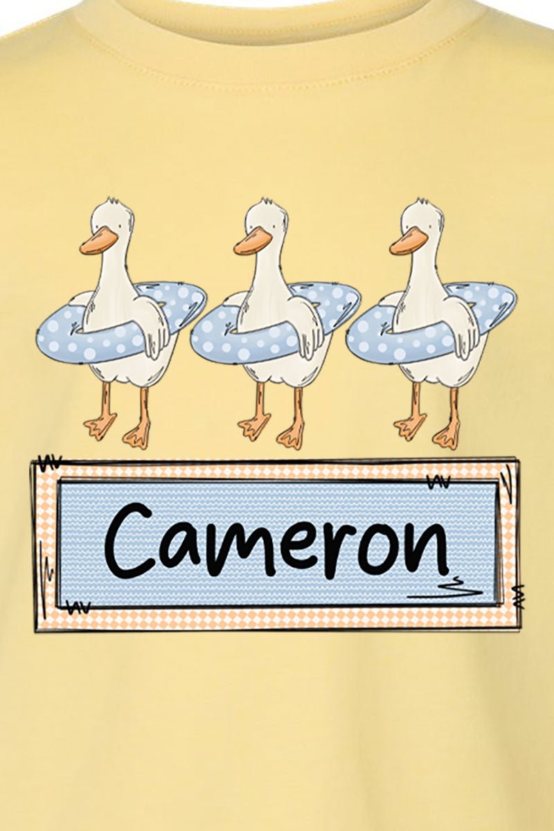 Toddler Personalized Blue Summer Geese Fine Jersey Tee *Personalize Your Name - Wholesale Accessory Market