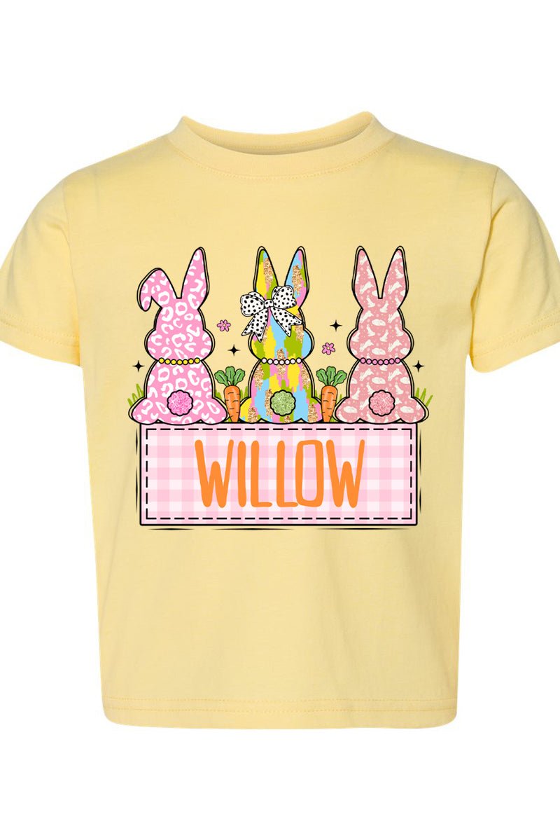 Toddler Personalized Brushstroke Bunny Fine Jersey Tee *Personalize Your Name - Wholesale Accessory Market