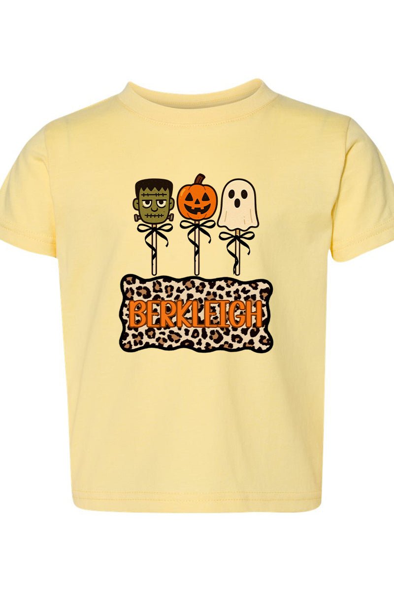 Toddler Personalized Leopard Halloween Pop Fine Jersey Tee *Personalize Your Name - Wholesale Accessory Market