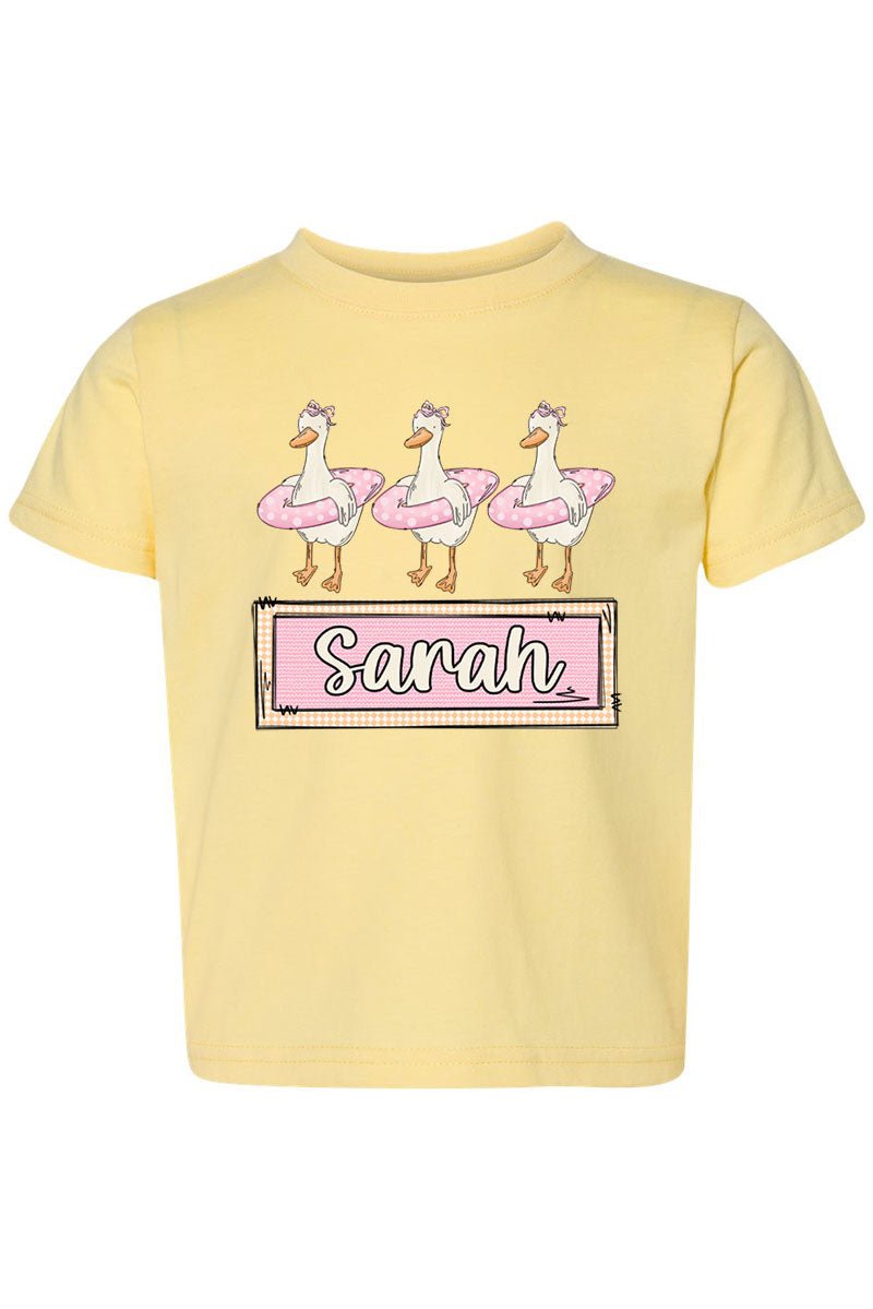 Toddler Personalized Pink Summer Geese Fine Jersey Tee *Personalize Your Name - Wholesale Accessory Market