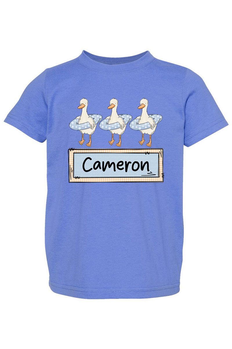 Toddler Personalized Blue Summer Geese Fine Jersey Tee *Personalize Your Name - Wholesale Accessory Market