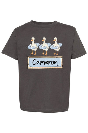 Toddler Personalized Blue Summer Geese Fine Jersey Tee *Personalize Your Name - Wholesale Accessory Market