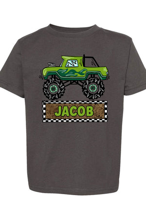 Toddler Personalized Monster Truck Mash Fine Jersey Tee *Personalize Your Name - Wholesale Accessory Market