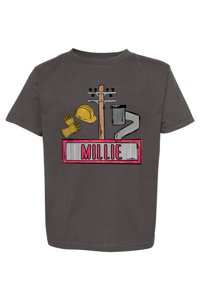 Toddler Personalized Pink Power Crew Kid Fine Jersey Tee *Personalize Your Name - Wholesale Accessory Market