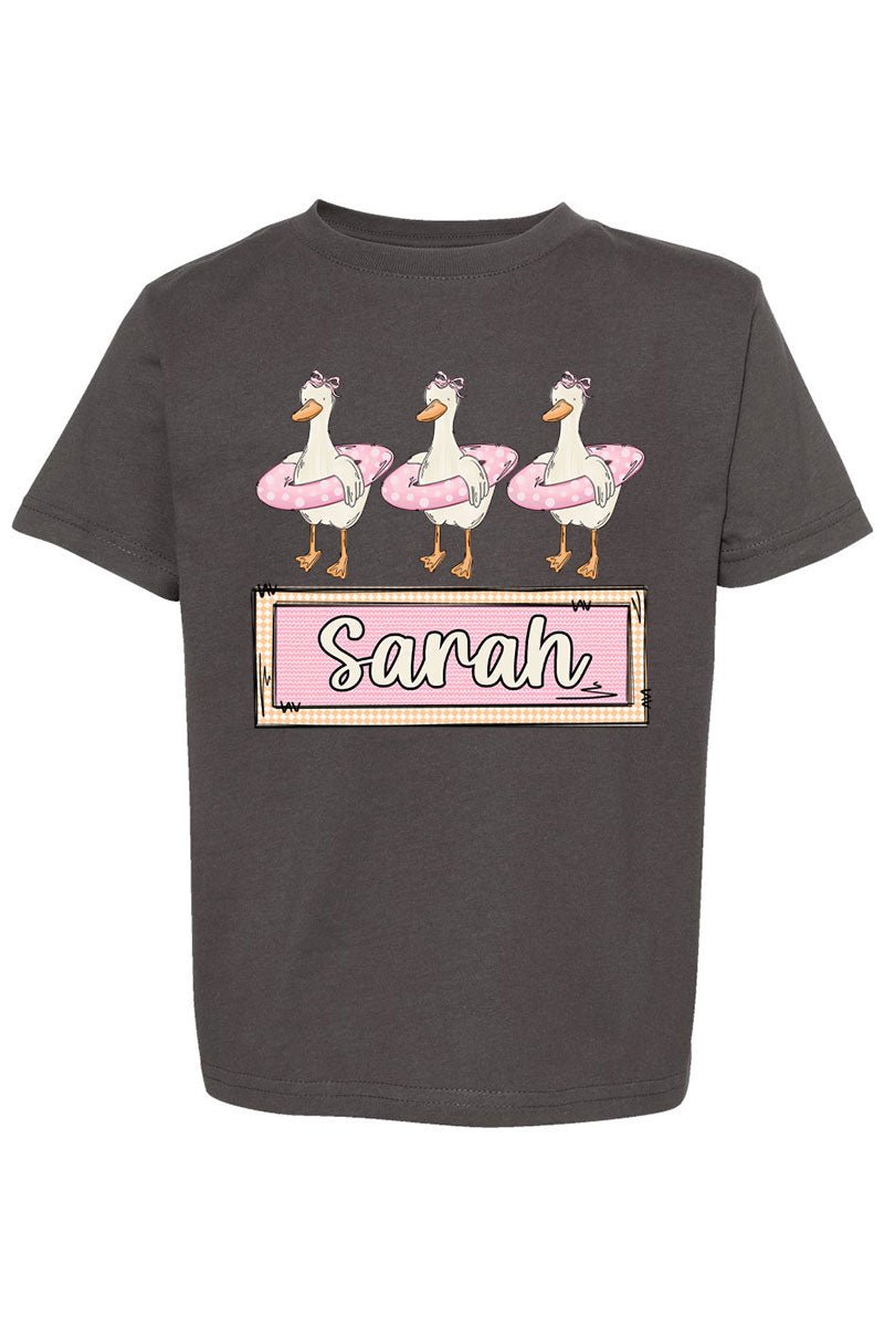 Toddler Personalized Pink Summer Geese Fine Jersey Tee *Personalize Your Name - Wholesale Accessory Market