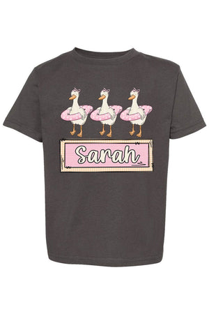 Toddler Personalized Pink Summer Geese Fine Jersey Tee *Personalize Your Name - Wholesale Accessory Market