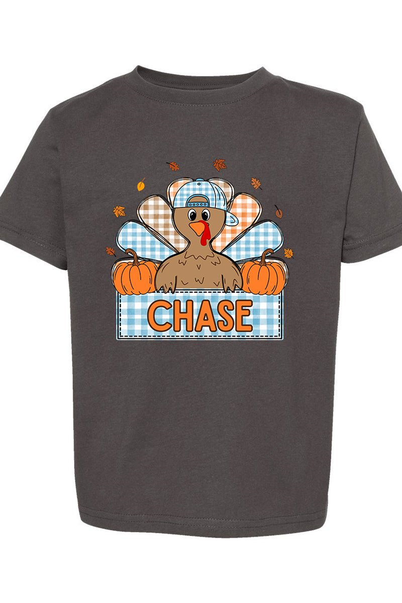Toddler Personalized Plaid Turkey Tails Fine Jersey Tee *Personalize Your Name - Wholesale Accessory Market