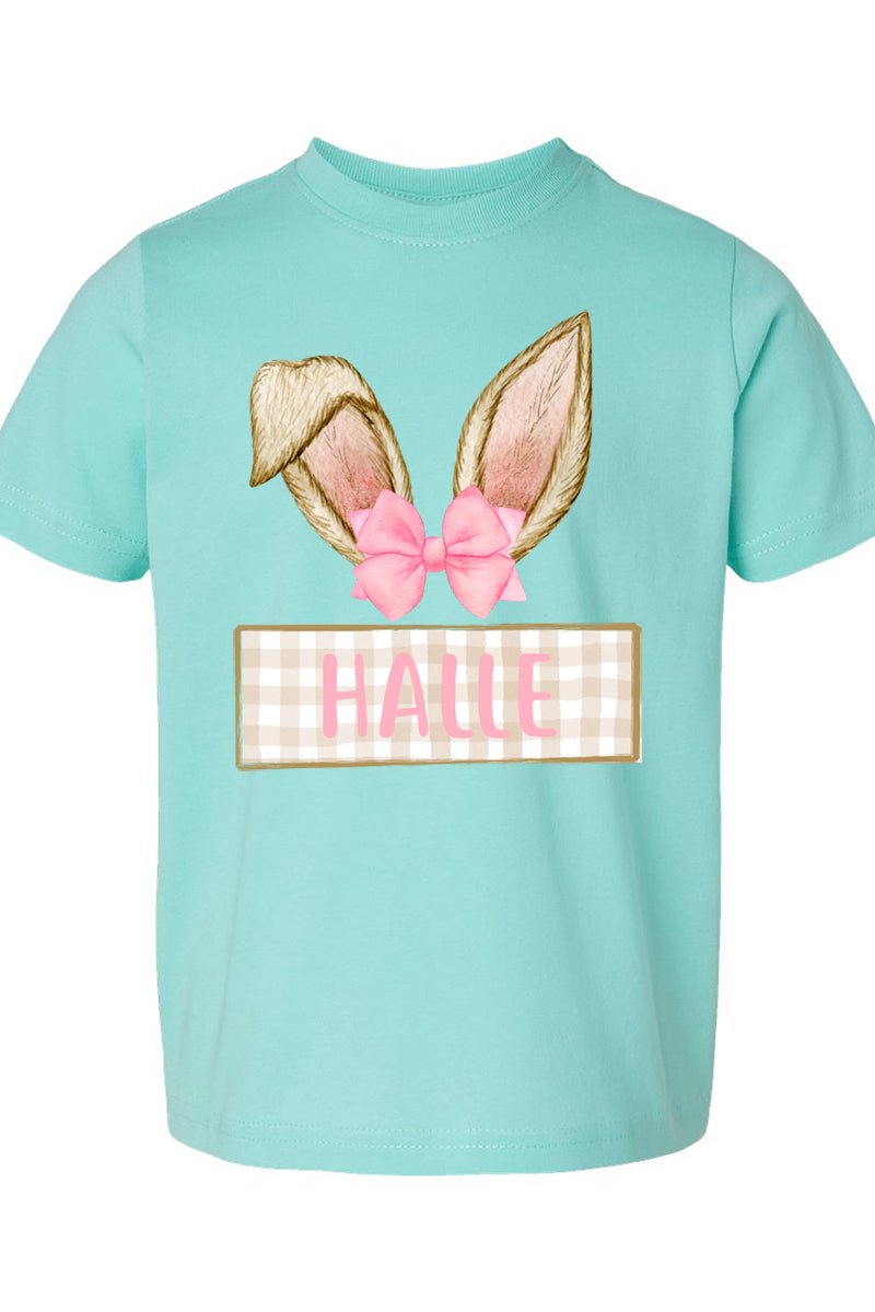Toddler Personalized Pink Coquette Bunny Ears Fine Jersey Tee *Personalize Your Name - Wholesale Accessory Market