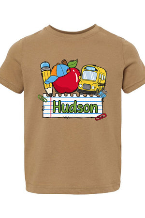 Toddler Personalized Back-to-School Name Tag Boy Fine Jersey Tee *Enter Kid's Name - Wholesale Accessory Market