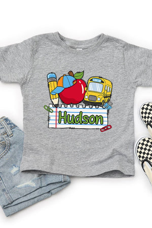 Toddler Personalized Back-to-School Name Tag Boy Fine Jersey Tee *Enter Kid's Name - Wholesale Accessory Market
