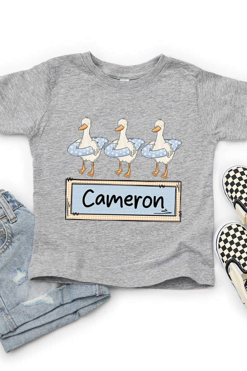 Toddler Personalized Blue Summer Geese Fine Jersey Tee *Personalize Your Name - Wholesale Accessory Market