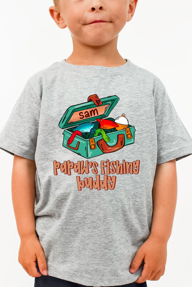 Toddler Personalized Pawpaw's Fishing Buddy Fine Jersey Tee *Personalize Your Name - Wholesale Accessory Market