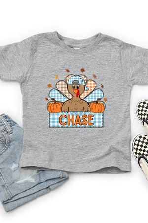 Toddler Personalized Plaid Turkey Tails Fine Jersey Tee *Personalize Your Name - Wholesale Accessory Market