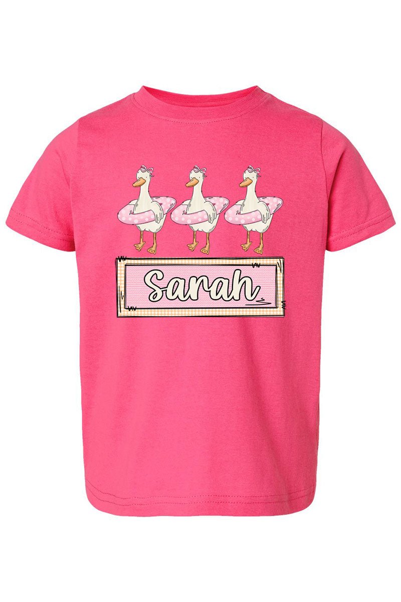 Toddler Personalized Pink Summer Geese Fine Jersey Tee *Personalize Your Name - Wholesale Accessory Market