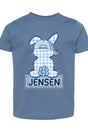 Toddler Personalized Blue Gingham Bunny Fine Jersey Tee *Personalize Your Name - Wholesale Accessory Market