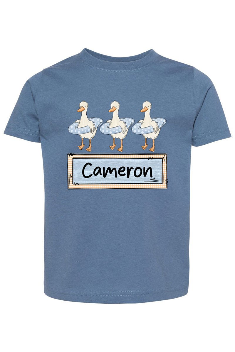 Toddler Personalized Blue Summer Geese Fine Jersey Tee *Personalize Your Name - Wholesale Accessory Market