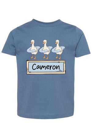 Toddler Personalized Blue Summer Geese Fine Jersey Tee *Personalize Your Name - Wholesale Accessory Market