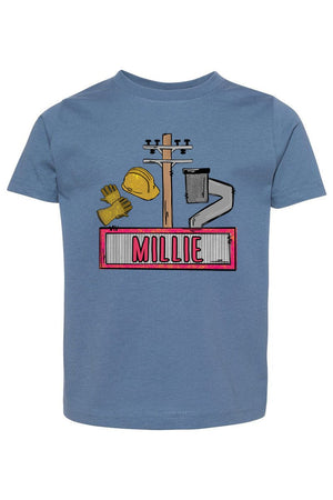 Toddler Personalized Pink Power Crew Kid Fine Jersey Tee *Personalize Your Name - Wholesale Accessory Market