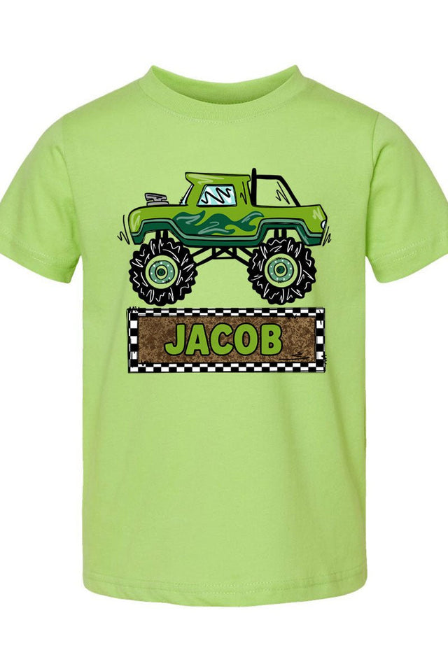 Toddler Personalized Monster Truck Mash Fine Jersey Tee *Personalize Your Name - Wholesale Accessory Market