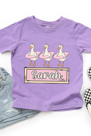 Toddler Personalized Pink Summer Geese Fine Jersey Tee *Personalize Your Name - Wholesale Accessory Market
