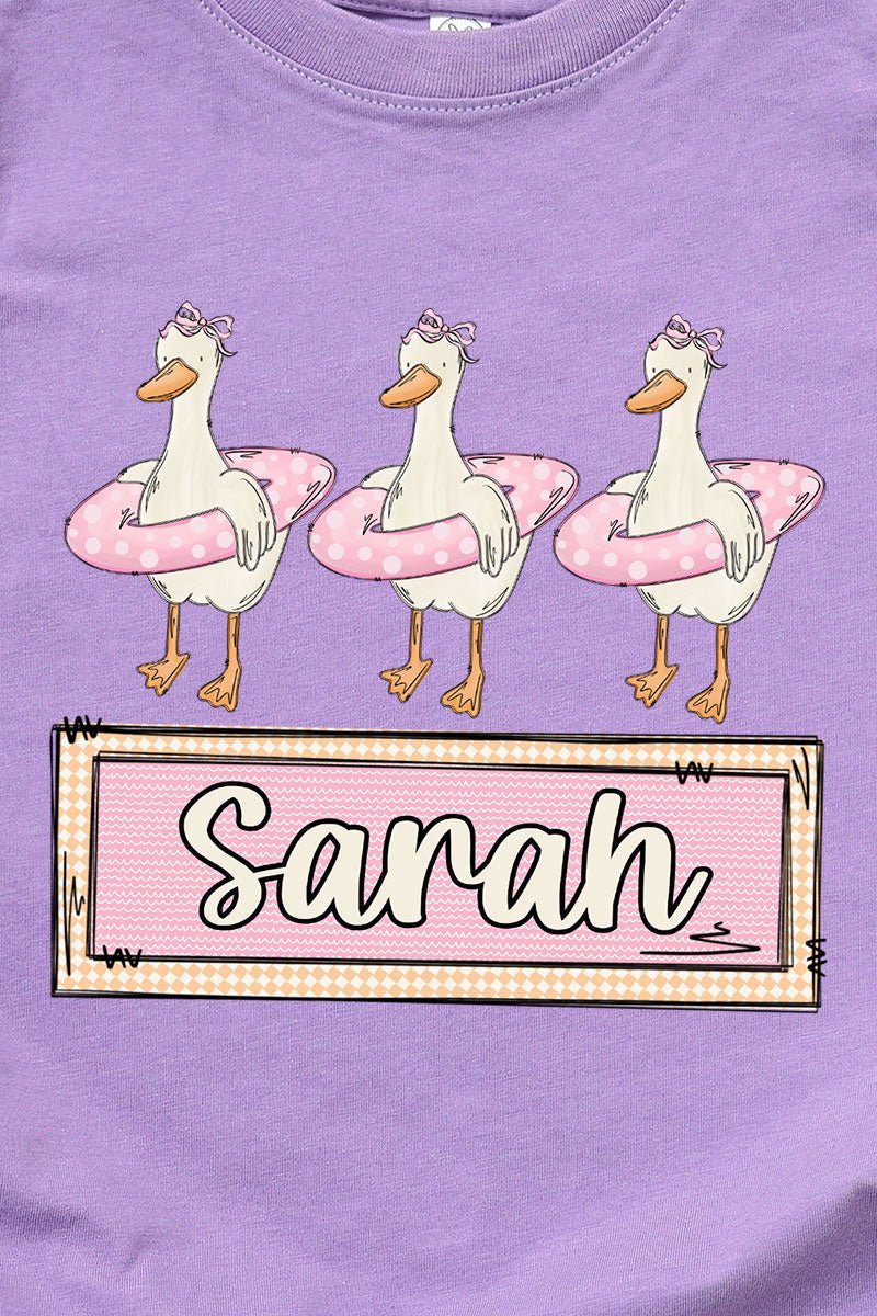 Toddler Personalized Pink Summer Geese Fine Jersey Tee *Personalize Your Name - Wholesale Accessory Market