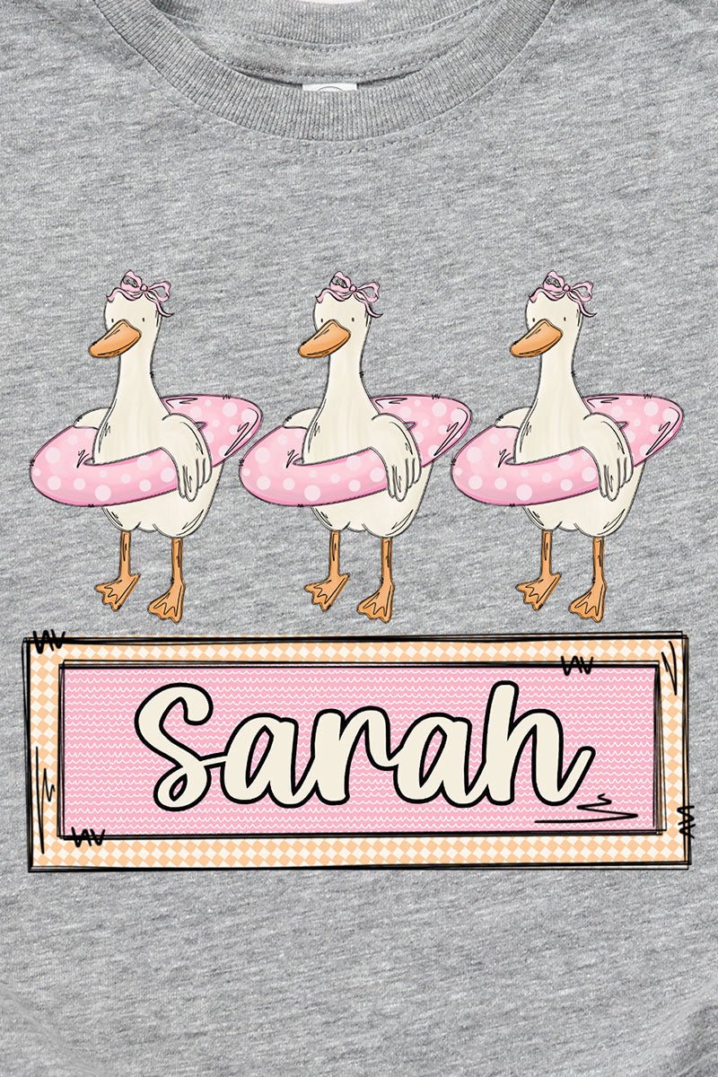 Toddler Personalized Pink Summer Geese Fine Jersey Tee *Personalize Your Name - Wholesale Accessory Market