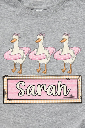 Toddler Personalized Pink Summer Geese Fine Jersey Tee *Personalize Your Name - Wholesale Accessory Market