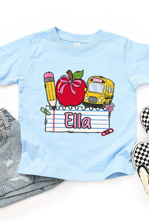 Toddler Personalized Back-to-School Name Tag Girl Fine Jersey Tee *Enter Kid's Name - Wholesale Accessory Market