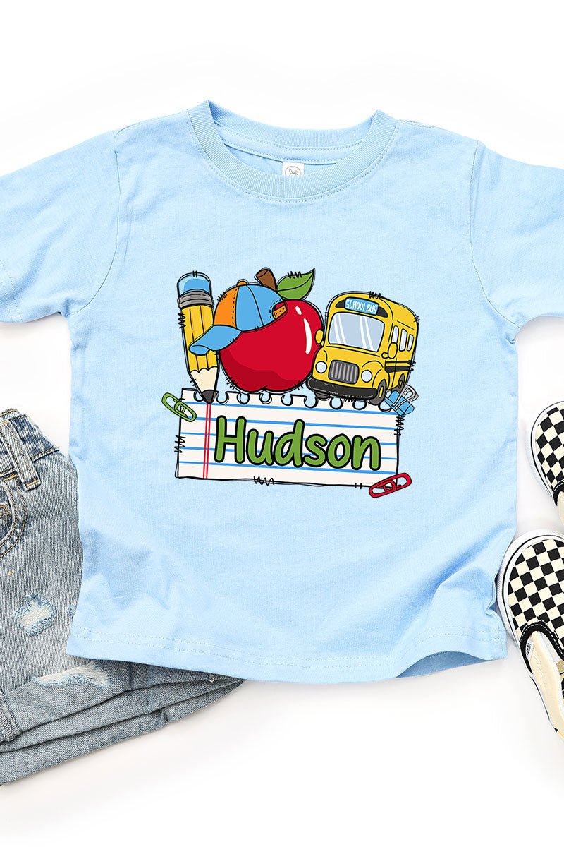 Toddler Personalized Back-to-School Name Tag Boy Fine Jersey Tee *Enter Kid's Name - Wholesale Accessory Market