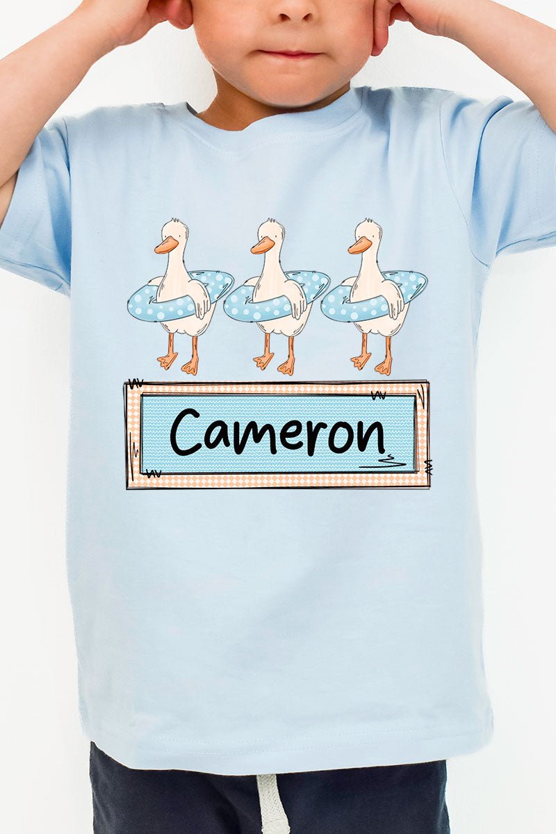 Toddler Personalized Blue Summer Geese Fine Jersey Tee *Personalize Your Name - Wholesale Accessory Market