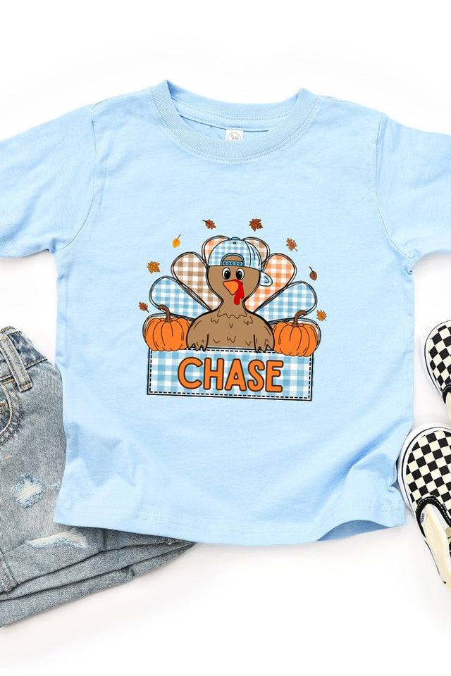 Toddler Personalized Plaid Turkey Tails Fine Jersey Tee *Personalize Your Name - Wholesale Accessory Market