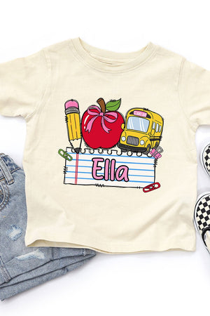 Toddler Personalized Back-to-School Name Tag Girl Fine Jersey Tee *Enter Kid's Name - Wholesale Accessory Market