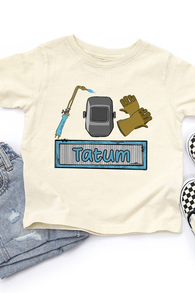 Toddler Personalized Blue Mini Metal Maker Fine Jersey Tee *Personalize Your Name - Wholesale Accessory Market