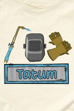 Toddler Personalized Blue Mini Metal Maker Fine Jersey Tee *Personalize Your Name - Wholesale Accessory Market