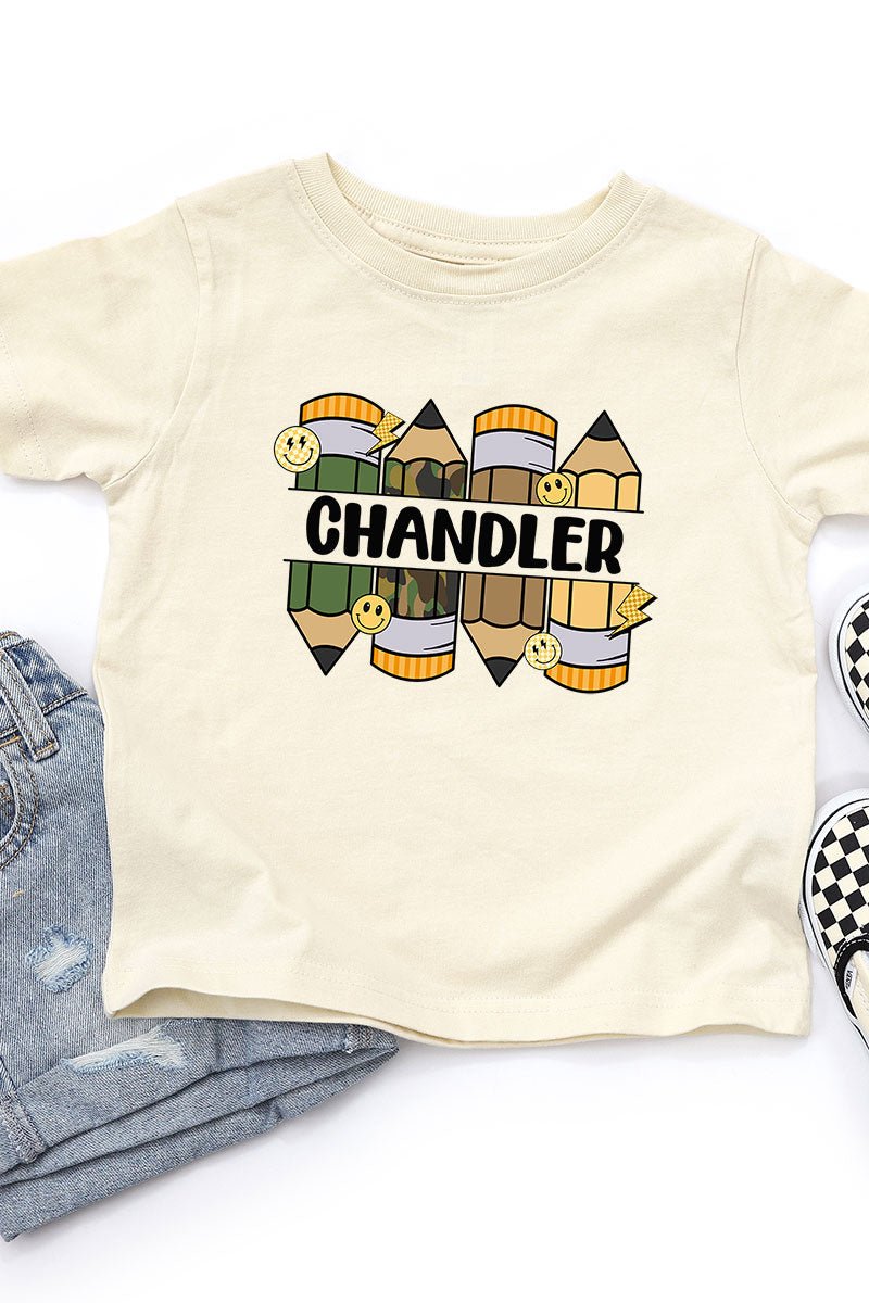 Toddler Personalized Camo Pencil Pack Fine Jersey Tee *Enter Kid's Name - Wholesale Accessory Market