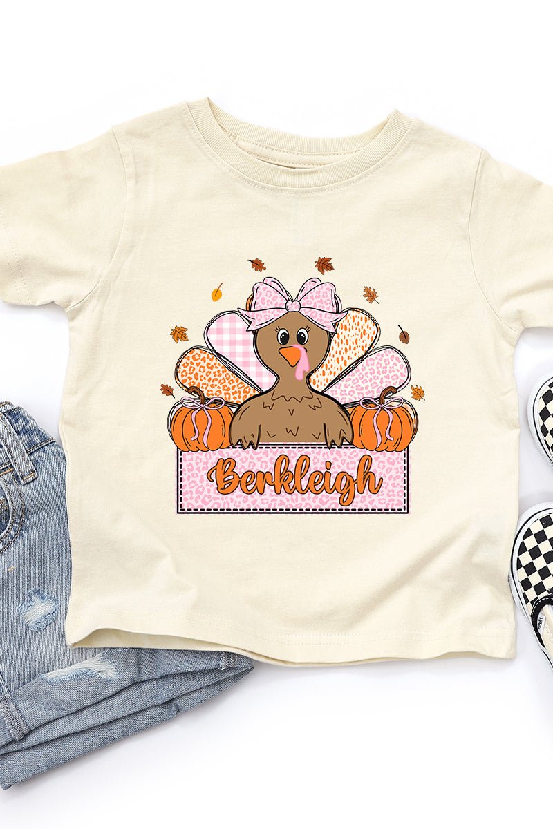 Toddler Personalized Leopard Turkey Tails Fine Jersey Tee *Personalize Your Name - Wholesale Accessory Market