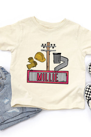 Toddler Personalized Pink Power Crew Kid Fine Jersey Tee *Personalize Your Name - Wholesale Accessory Market