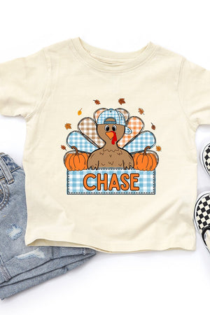 Toddler Personalized Plaid Turkey Tails Fine Jersey Tee *Personalize Your Name - Wholesale Accessory Market