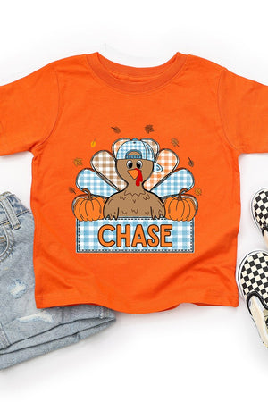 Toddler Personalized Plaid Turkey Tails Fine Jersey Tee *Personalize Your Name - Wholesale Accessory Market