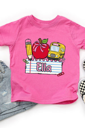 Toddler Personalized Back-to-School Name Tag Girl Fine Jersey Tee *Enter Kid's Name - Wholesale Accessory Market