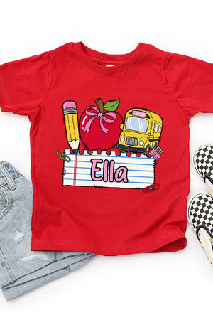 Toddler Personalized Back-to-School Name Tag Girl Fine Jersey Tee *Enter Kid's Name - Wholesale Accessory Market