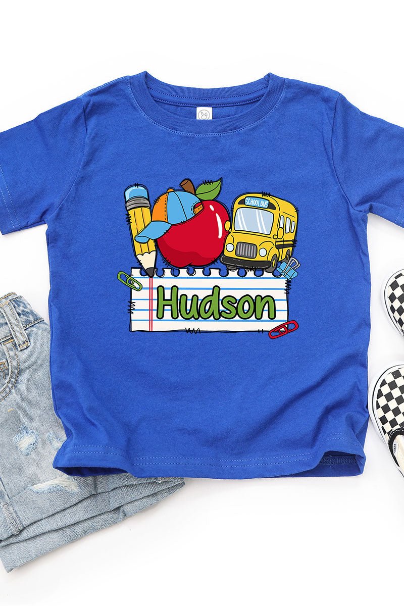 Toddler Personalized Back-to-School Name Tag Boy Fine Jersey Tee *Enter Kid's Name - Wholesale Accessory Market