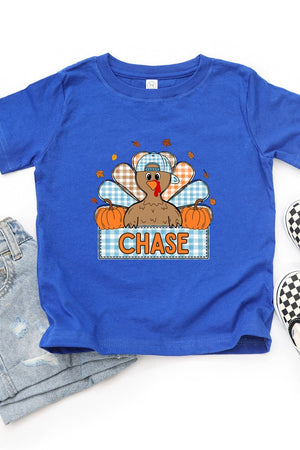 Toddler Personalized Plaid Turkey Tails Fine Jersey Tee *Personalize Your Name - Wholesale Accessory Market