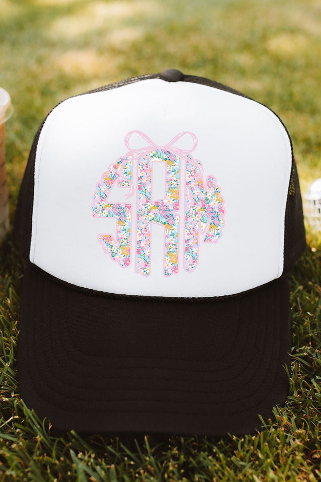 Garden Party Monogram Otto Black with White Foam Front Trucker Hat - Wholesale Accessory Market