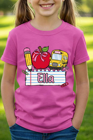 Youth Personalized Back-to-School Name Tag Girl Short Sleeve Relaxed Fit T-Shirt *Enter Kid's Name - Wholesale Accessory Market
